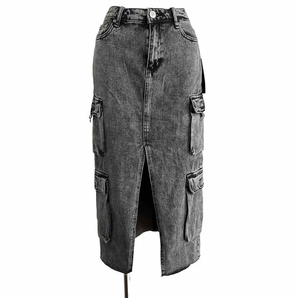 True Religion Skirt Women 26 Charcoal Vintage Cargo Midi...